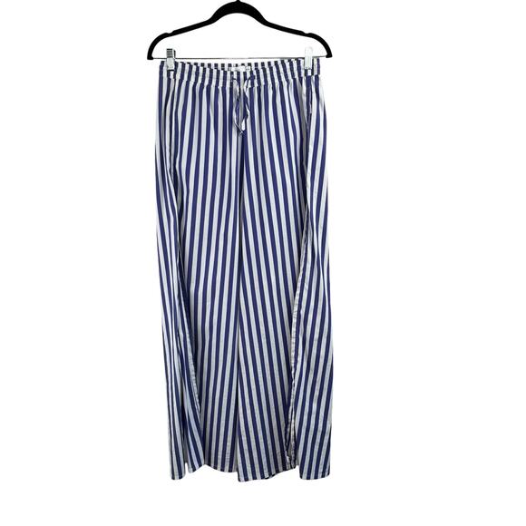 Revolve Onia Chloe Side Slit Wide Leg Striped Beach Pants White Blue Small/Med - Picture 2 of 15
